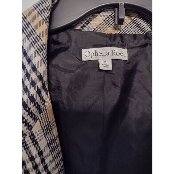 Ophelia Roe Women's Size XL Tan Black Plaid Blazer Sportcoat - Picture 2 of 4